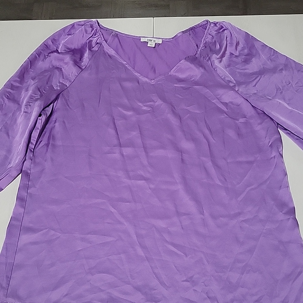 NWOT Bar III Large Lavender V-Neck Long Sleeve Blouse - Picture 3 of 5